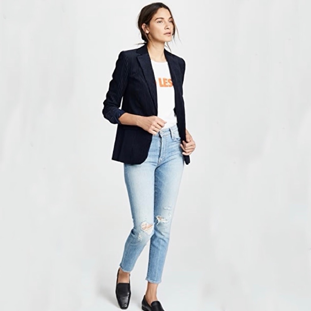 Banana Republic Navy Denim Blazer Classic Tailored Jacket